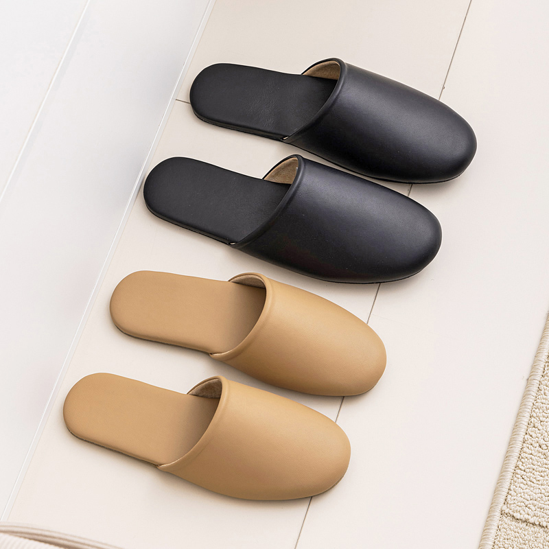 日式全真皮家居地板拖鞋平跟