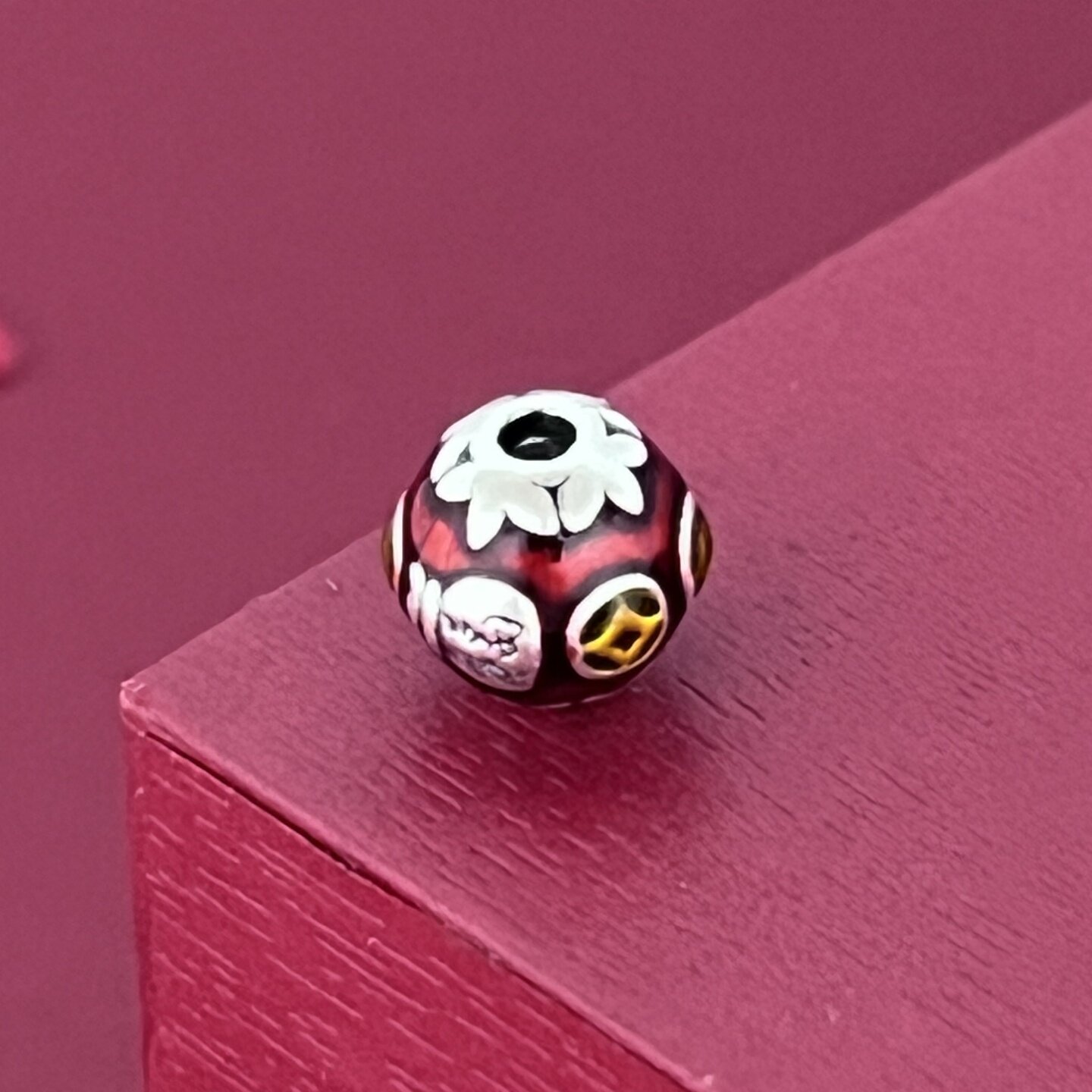 足银999散珠铜钱转运珠珐琅彩胶纯银3D散珠隔珠DIY银饰小配件编绳