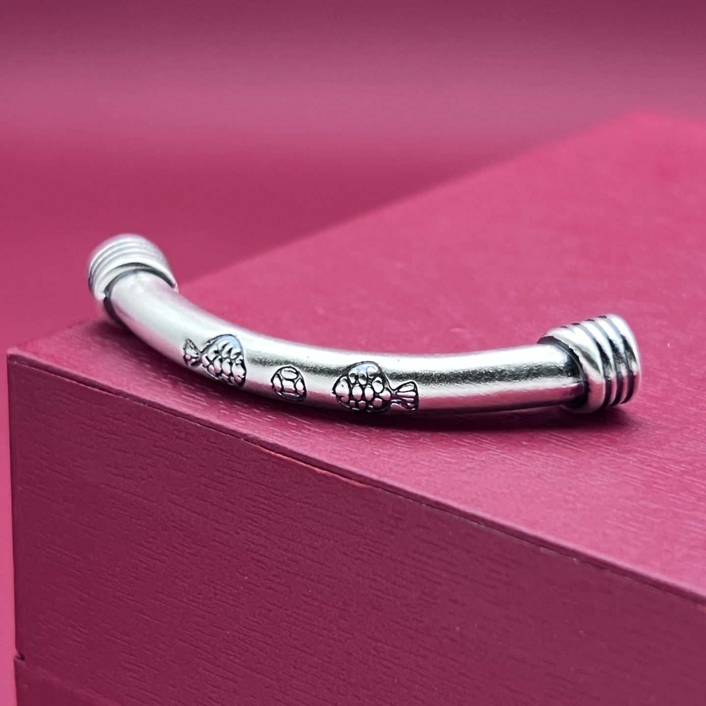 足银999配件纯银铜钱鲤鱼半镯