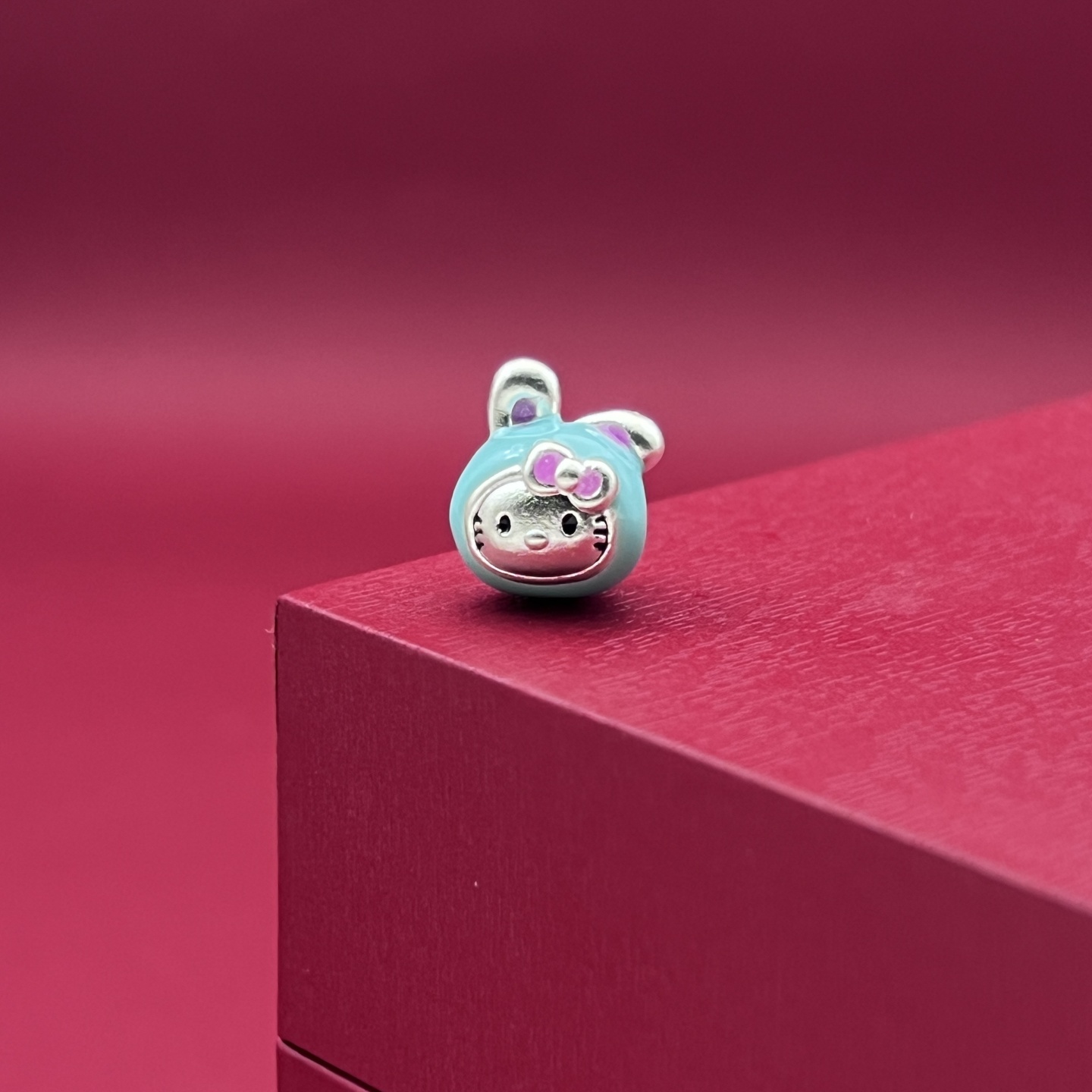 纯银隔珠足银999KT猫珐琅彩胶