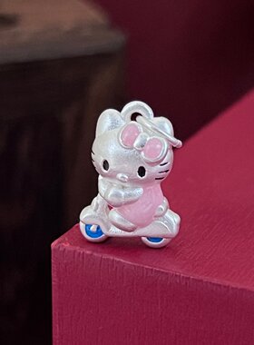 S999足银凯蒂猫珐琅彩DIY散珠