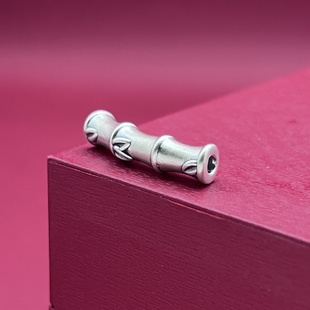 足银999古法竹节半镯弯管纯银文玩银饰配件3D做旧DIY编绳手链手串