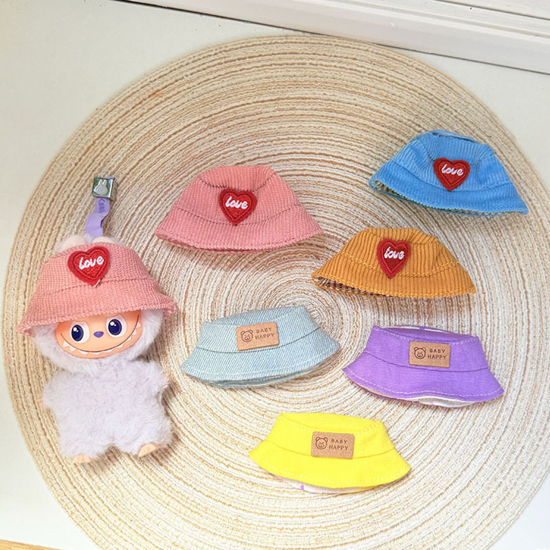 10cm迷你Labubu4.0帽子配饰心底密码盲盒拉布布4代娃衣牛仔帽休闲
