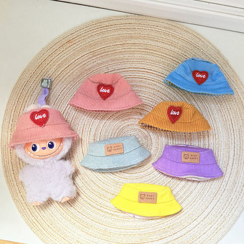 10cm迷你Labubu4.0帽子配饰心底密码盲盒拉布布4代娃衣牛仔帽休闲