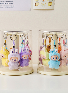 4代labubu心底密码展示盒旋转拉布布挂件收纳毛绒玩偶透明防尘罩