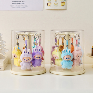 4代labubu心底密码展示盒旋转拉布布挂件收纳毛绒玩偶透明防尘罩