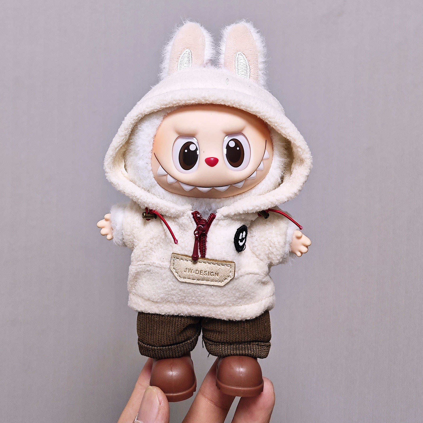 RMAX一二三代labubu娃衣摇粒绒帽衫套装拉布布衣服17厘米冬日礼物