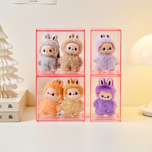 适用4代labubu心底密码透明展示盒拉布布保护罩mini迷你防尘收纳