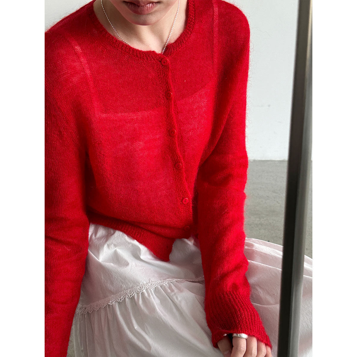 长袖女早春新款马海毛针织开衫女薄款微透温柔软糯外搭外套上衣