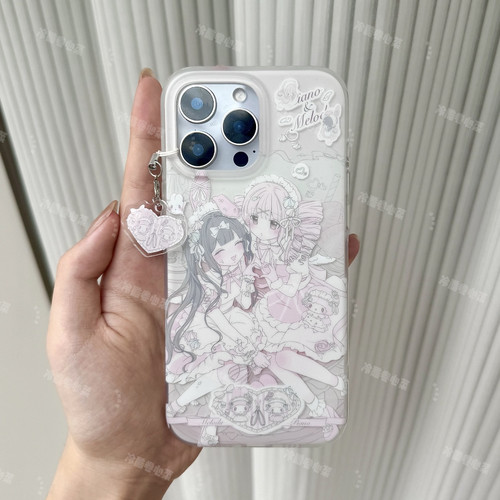 粉色女仆装女孩适用15苹果14ProMax手机壳iPhone12全包17可爱13Pro软15Promax防摔11保护套16女X软8P磨砂6s