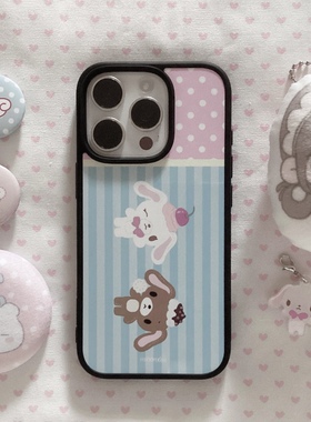 条纹水果轻松熊适用苹果15promax手机壳iphone14pro保护套13卡通12可爱11磨砂玻璃背板硬16plus黑色软边xr/8p