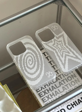 简约白色星星漩涡适用15苹果14ProMax手机壳iPhone12全包17可爱13Pro软15Promax防摔11保护套16女X软8P磨砂6s