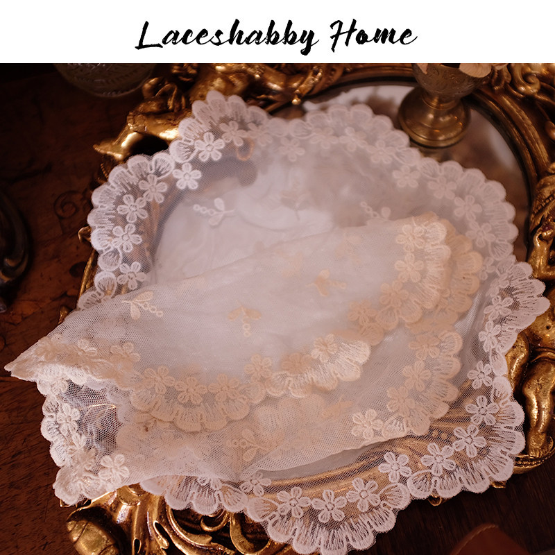 LACESHABBY 새로운 프랑스 복고풍 작은 신선한 자수 꽃 레이스 쿠션 커버 코스터