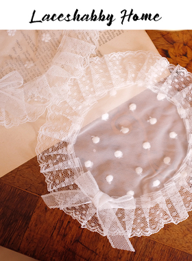 LACESHABBY新款法式复古风格vintage波点绣花荷叶边蕾丝垫子杯垫