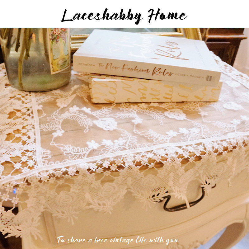 LACESHABBY 원래 새로운 프랑스어 복고풍 작은 신선한 중공 수 놓은 레이스 커버 침대 옆 테이블 식탁보