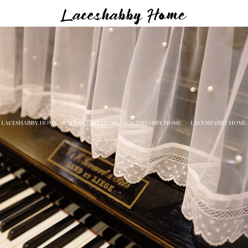 LACESHABBY 새로운 프랑스 수입 LEAVERS 레이스 폴카 도트 자수 프릴 피아노 커버 타월 피아노 커버