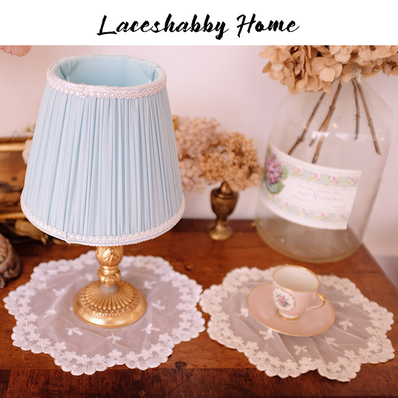 LACESHABBY 새로운 프랑스 복고풍 작은 신선한 자수 꽃 레이스 쿠션 커버 코스터
