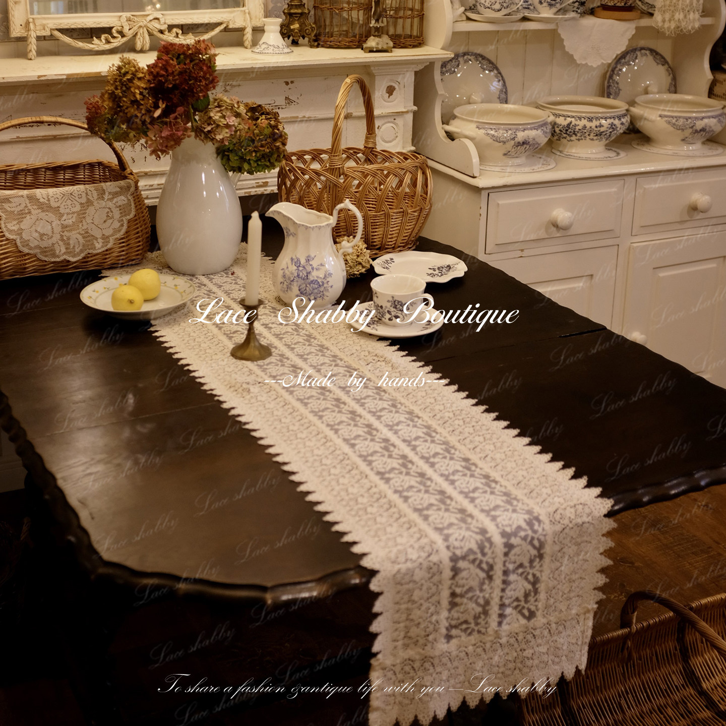 治愈系的家!LACESHABBY法式中古风米色棉麻镂空绣花蕾丝桌布桌旗,居家布艺,桌旗,淘宝优惠券,粉丝福利购,淘宝优惠卷