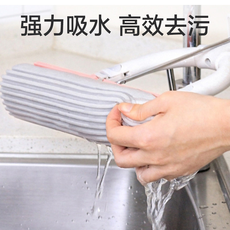 茶花胶棉拖把吸水海绵头大地拖免