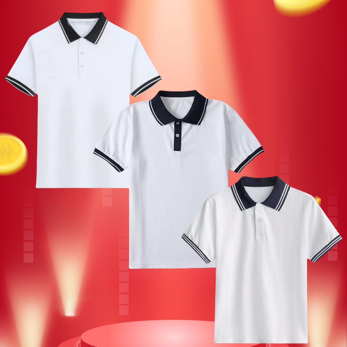 夏季校服短袖上衣棉质翻领t恤男女中小学生百搭学院风班服POLO衫