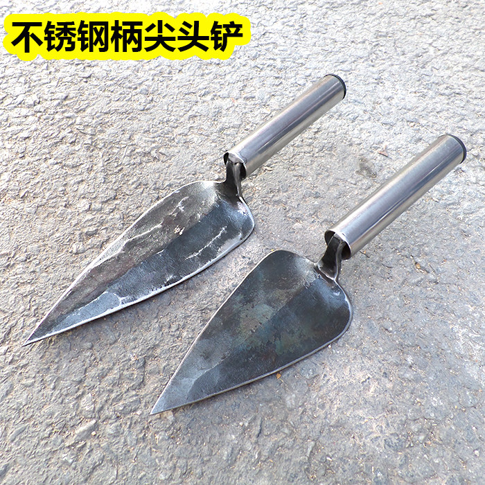 不锈钢柄锰钢小铲子铁锹农用种花挖坑野菜剜蒜神器铲土移苗心形铲