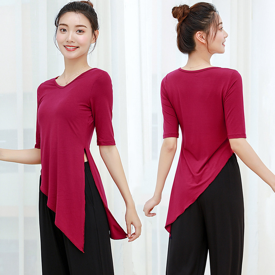 广场舞服装新款套装莫代尔上衣成人中国现代舞蹈练功服女跳舞衣服