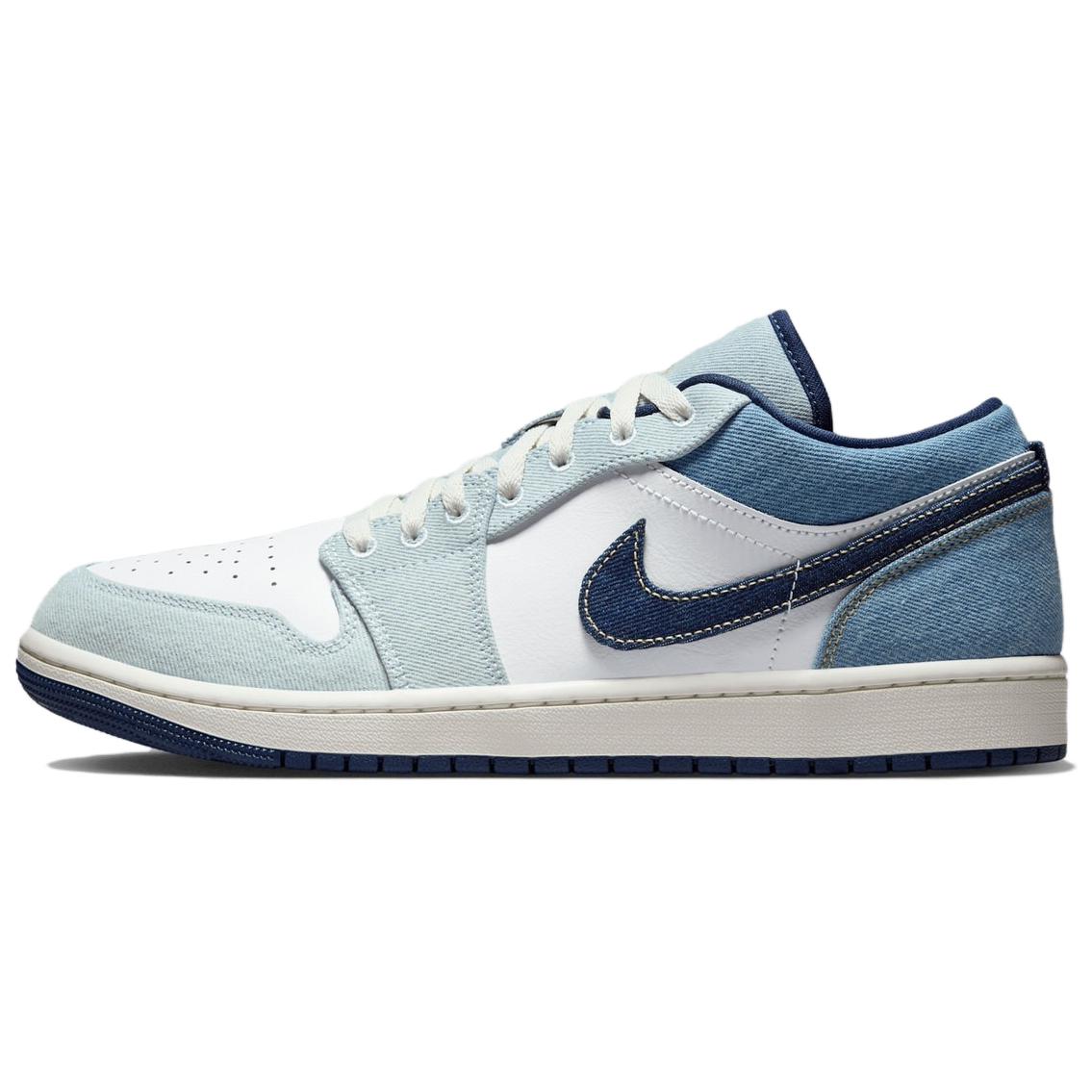 Jordan Air Jordan 1 舒适经典复古简约低帮篮球鞋 男款 蓝白色