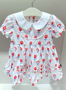 原D阿路小雨伞夏款女童翻领印花连衣裙收腰裙MS341001