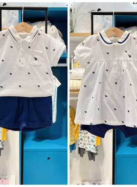 儿童夏款男童短袖短裤两件套MS350902女童套装MS350903姐弟装