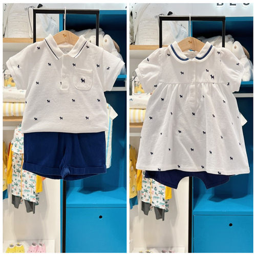 儿童夏款男童短袖短裤两件套MS350902女童套装MS350903姐弟装