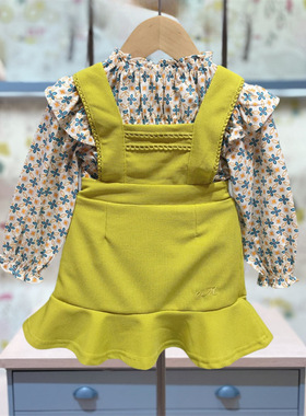 原D阿路小雨伞童装春款女童碎花衬衫背带裙两件套装MZ422002