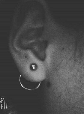 ins土酷女孩极简风后挂式豆豆圆珠耳钉小圆环圈圈耳坠网红耳环