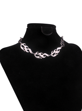 时尚多圈圈颈链嘻哈大牌合金火焰项链 精美锁骨链女士气质项圈 女
