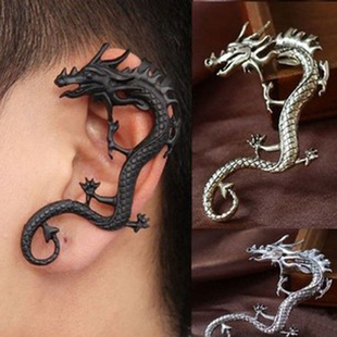 单只左耳 夜店摇滚朋克风龙耳夹个性复古龙形耳夹耳环 无耳洞可戴
