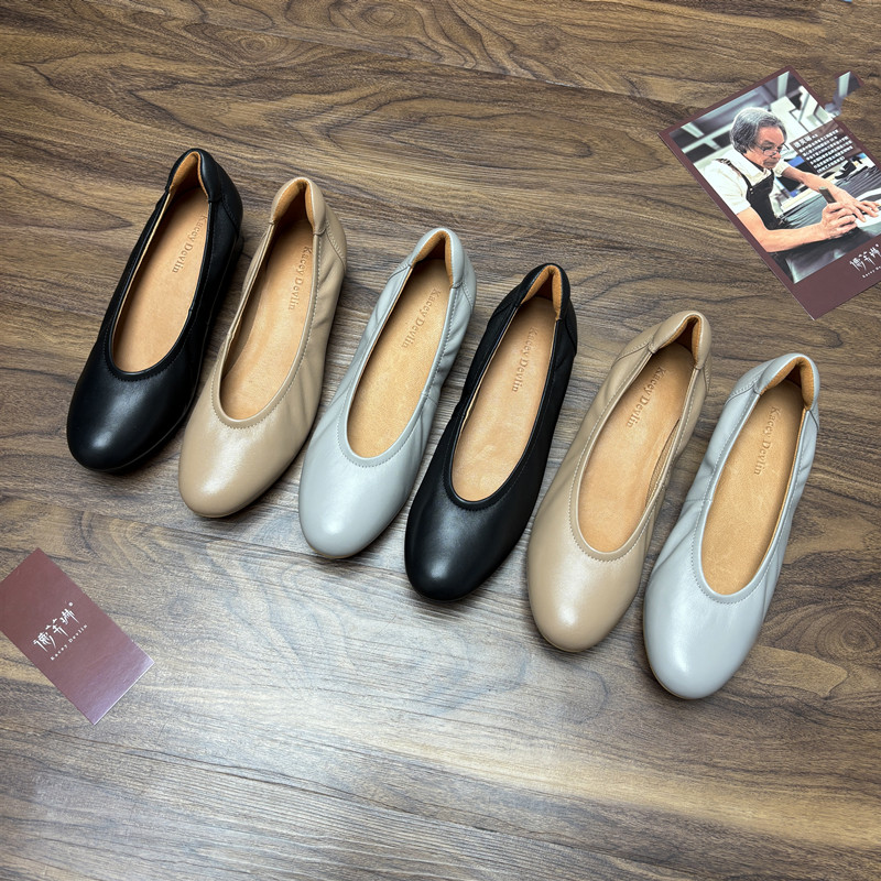 真皮气质单鞋德芙琳2024新款百搭