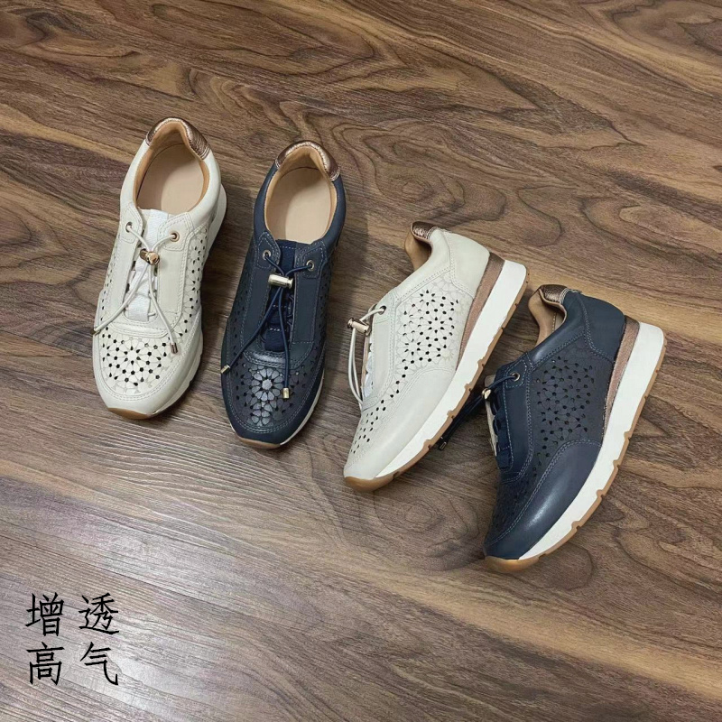 复古透气小白鞋女镂空