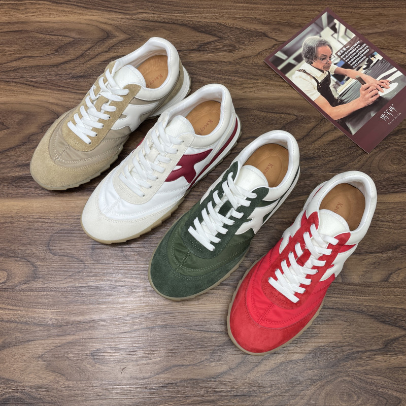 德芙琳女鞋2024春季新款真皮运动休闲鞋慢跑华夫阿甘鞋百搭德训鞋