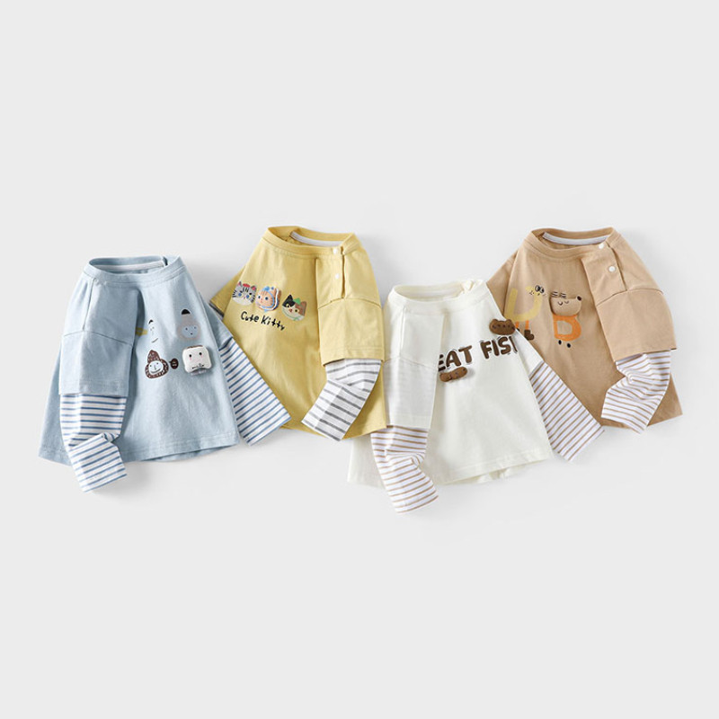 儿童打底衫春秋季宝宝假两件T恤春装卡通上衣秋款男女童小童体恤,童装/婴儿装/亲子装,T恤,淘宝优惠券,粉丝福利购,淘宝优惠卷