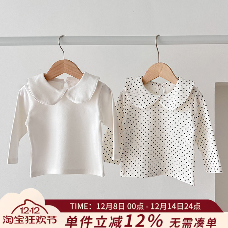 春秋装女童打底衫女宝宝加厚长袖T恤公主娃娃领上衣婴儿纯棉衣服