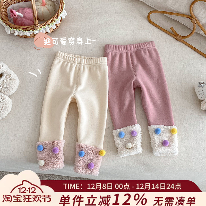 女童加绒打底裤冬季加厚长裤