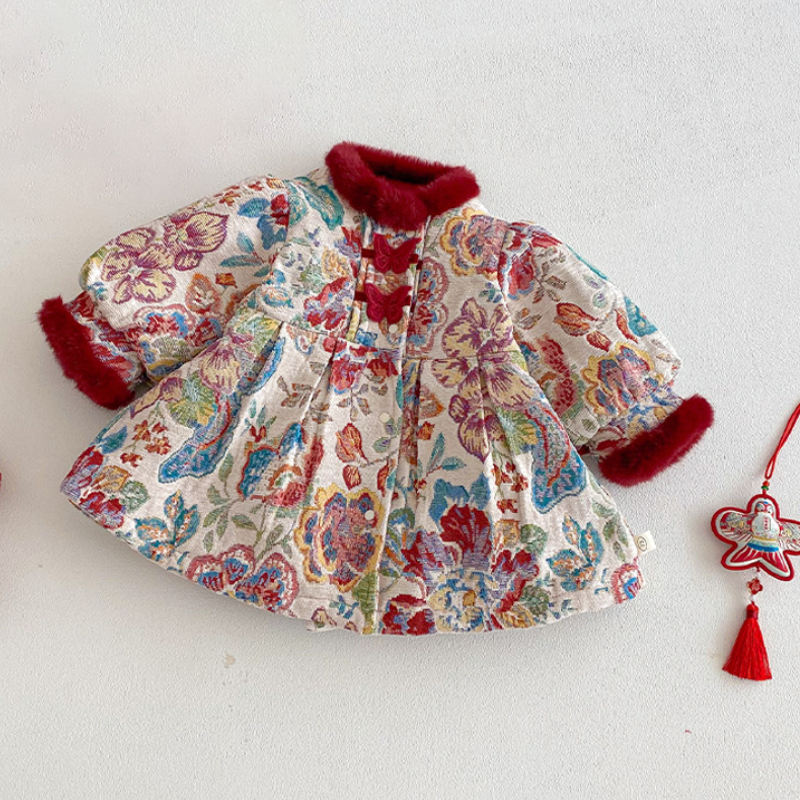 冬季女童夹棉加厚公主裙拜年服