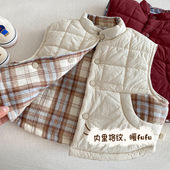 潮 儿童夹棉马甲男童卡通加厚上衣宝宝两面穿保暖冬装 2026新款 冬季