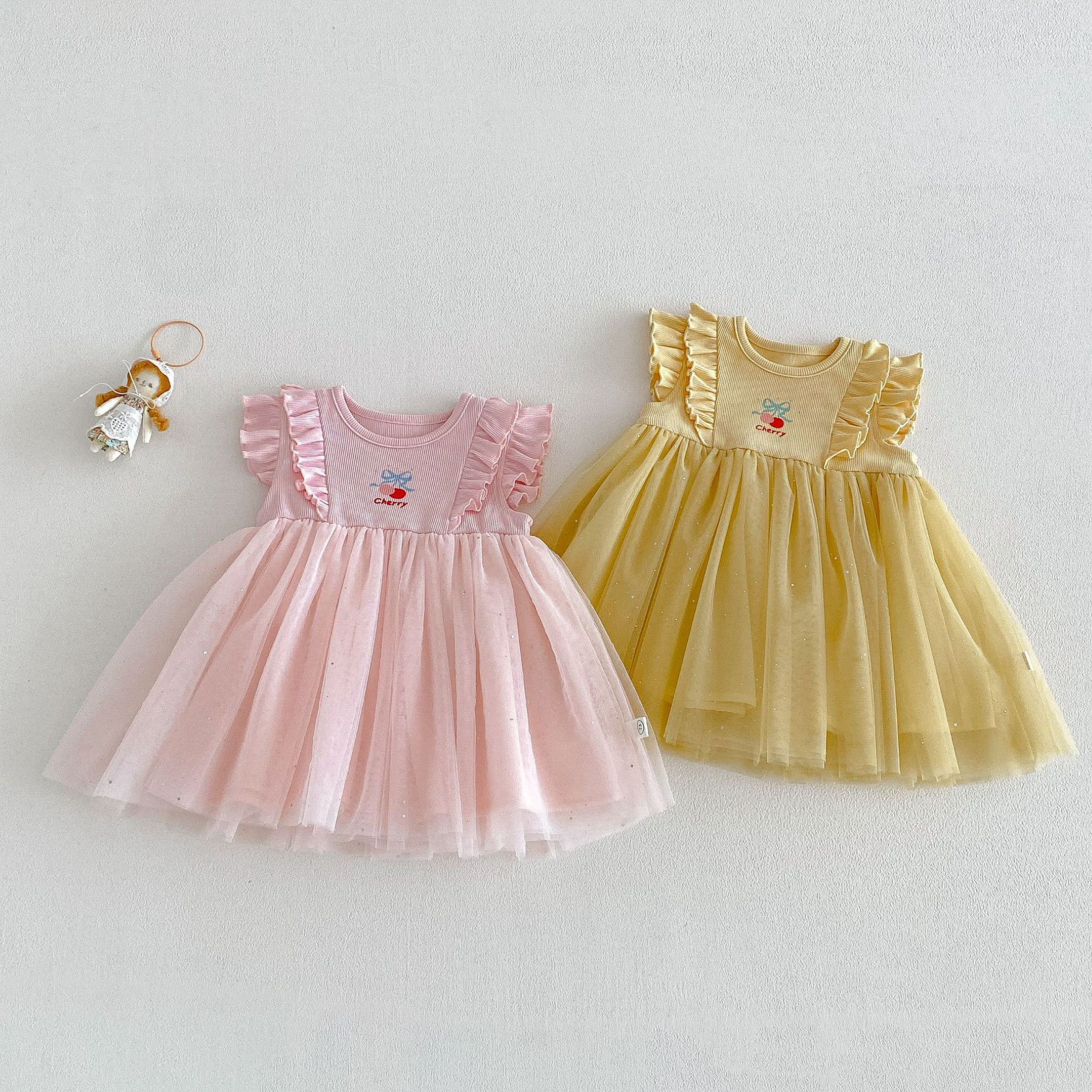 女童飞袖公主裙2026新款夏季宝宝卡通印花网纱连衣裙儿童蓬蓬裙潮,童装/婴儿装/亲子装,连衣裙,淘宝优惠券,粉丝福利购,淘宝优惠卷