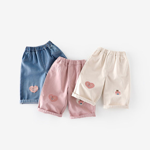 裤 儿童休闲牛仔裤 外穿小女孩宝宝韩版 女童洋气时髦长裤 子潮 春秋季