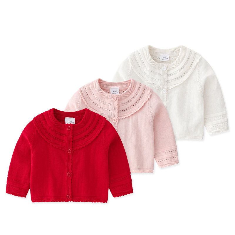 纯棉春秋装宝宝公主风婴儿毛衣