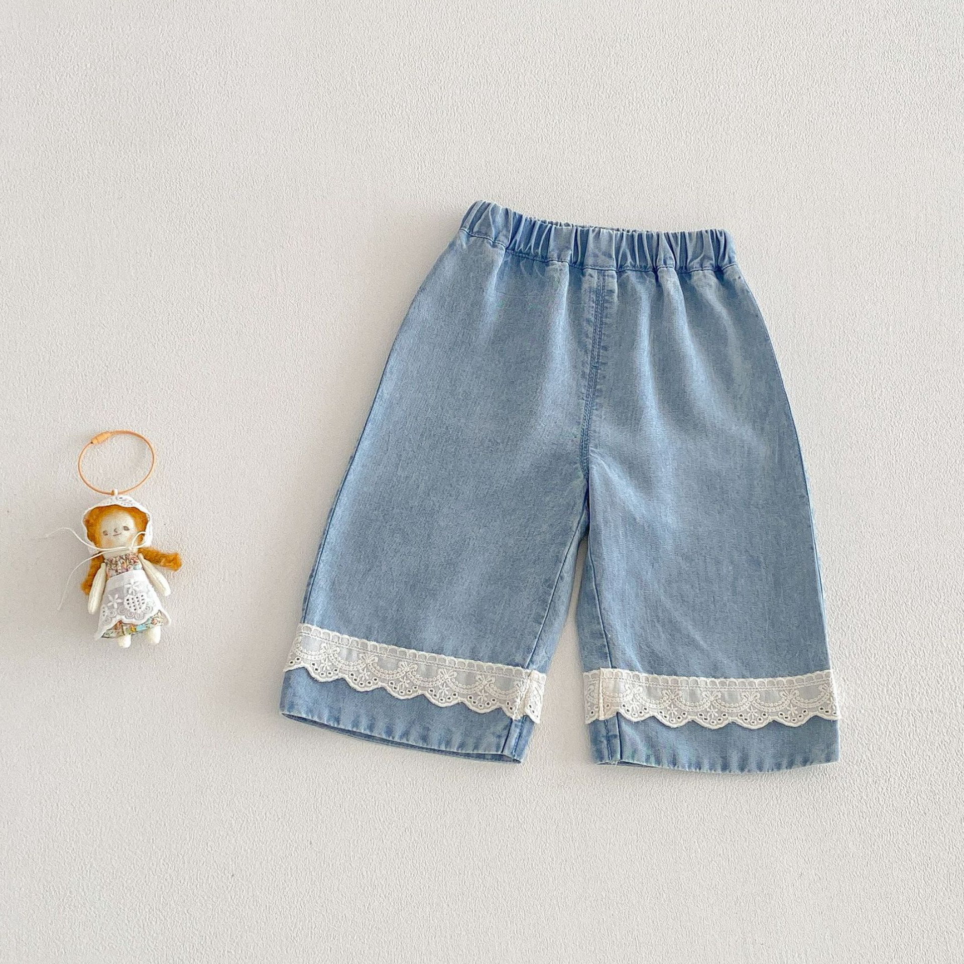 女童花边牛仔裤2026新款夏季宝宝薄款洋气韩版休闲裤儿童夏装裤子,童装/婴儿装/亲子装,裤子,淘宝优惠券,粉丝福利购,淘宝优惠卷
