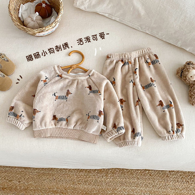 冬季儿童双面绒卫衣卫裤套装