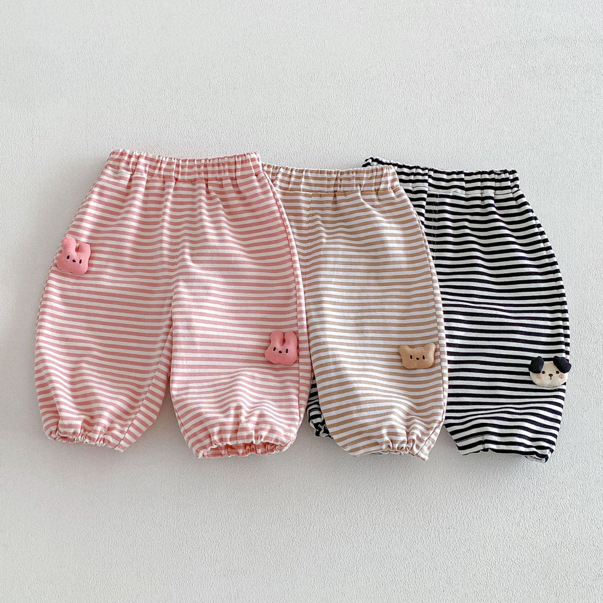儿童条纹卡通长裤夏季薄款图片