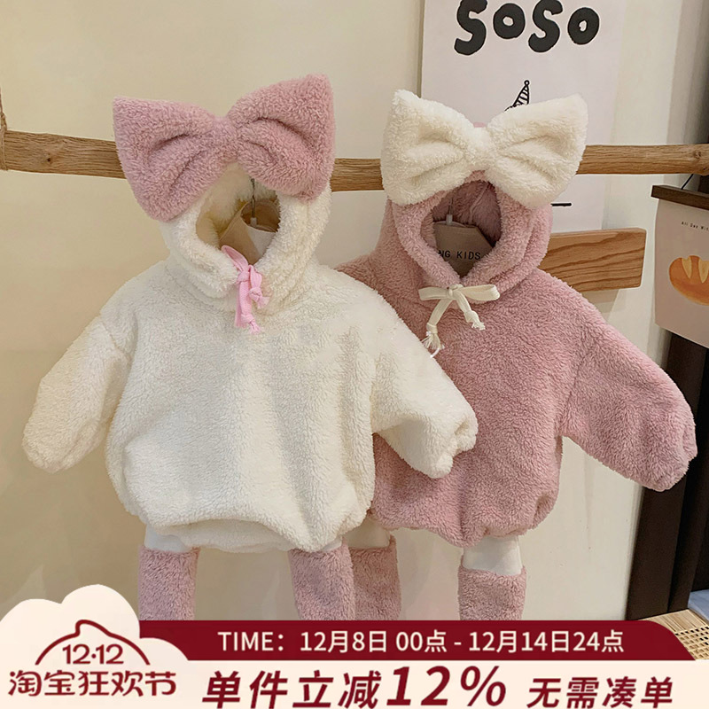 秋冬装婴儿连体衣可爱公主服包屁哈衣女宝宝加绒保暖爬爬服新生儿