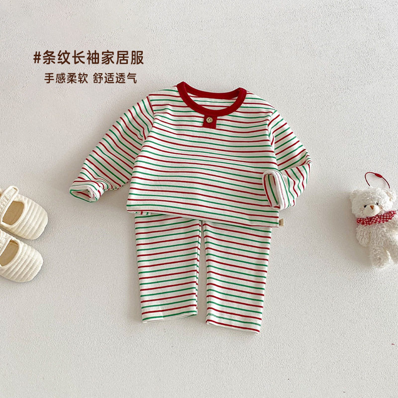 2025新款秋冬季儿童秋裤两件套韩版宝宝条纹家居服套装女童打底衫,童装/婴儿装/亲子装,家居服套装,淘宝优惠券,粉丝福利购,淘宝优惠卷